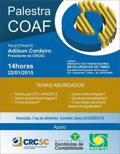 Palestra sobre COAF em Timbó