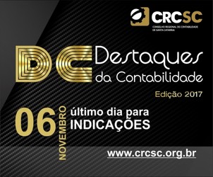 Prêmio Destaques da Contabilidade 2017 - Prazo de indicações encerra dia 06 de novembro.