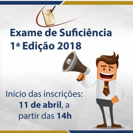 1º Exame de Suficiência 2018: inscrições Abertas!