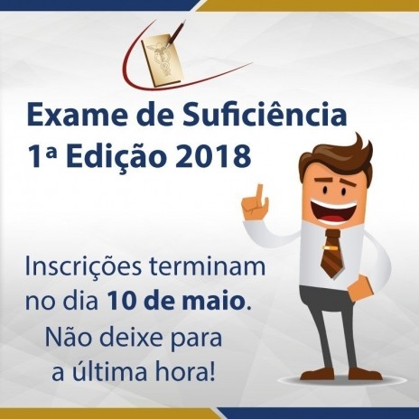 Inscrições para Exame de Suficiência terminam dia 10 de maio