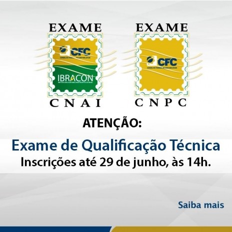 29.06 - hoje é o último dia para as inscrições do Exame de Qualificação Técnica.