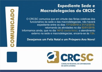 Comunicado -  Expediente Férias Coletivas