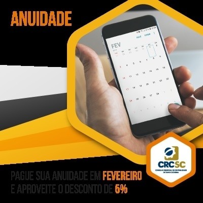 Pagamento da anuidade do CRCSC até 28/02 gera desconto de 5 por cento