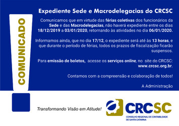 Comunicado: Expediente Sede e Macrodelegacias do CRCSC