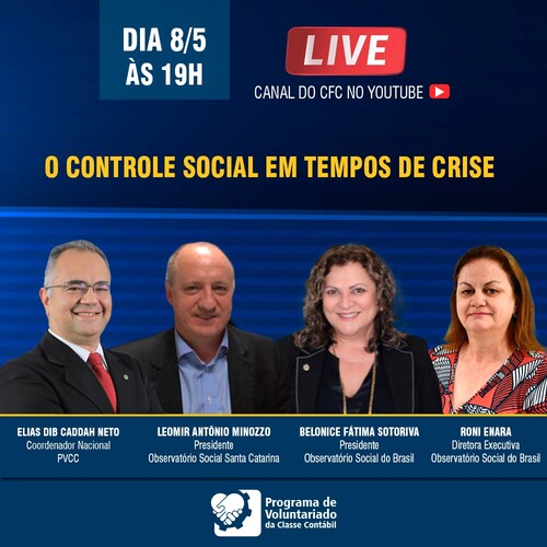 Programa de Voluntariado da Classe Contábil realiza live sobre controle social na próxima sexta