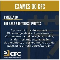 CFC cancelou os Exames de Qualificação Técnica