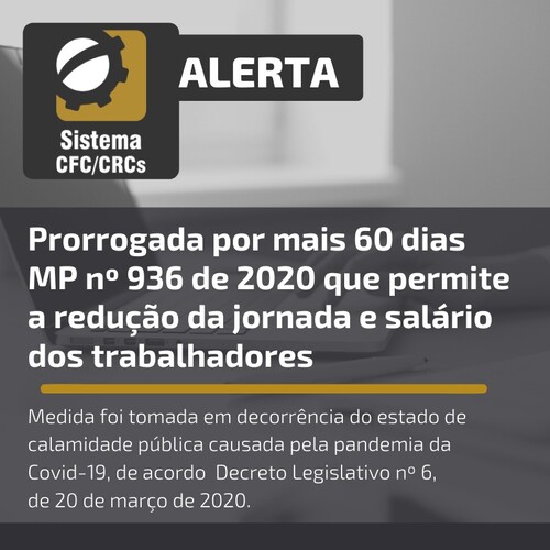 Prorrogada por mais 60 dias MP nº 936/2020 que permite a redução da jornada de trabalho e salário dos trabalhadores