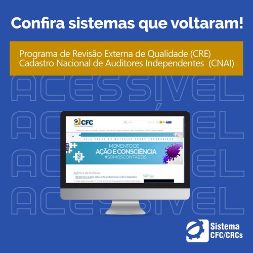 Após ficarem fora do ar, alguns sistemas do portal do CFC estão disponíveis