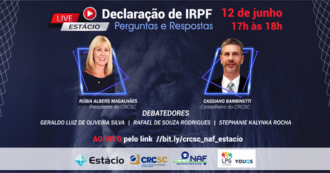 Representantes do CRCSC farão evento online sobre declaração IRPF 2020