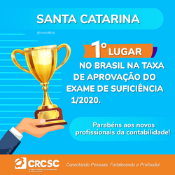 Santa Catarina fica em 1º lugar na taxa de aprovação do Exame de Suficiência 1/2020