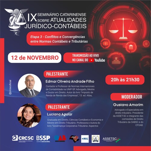  3ª etapa do IX Seminário Catarinense de Atualidades Jurídico-Contábeis acontece na próxima semana