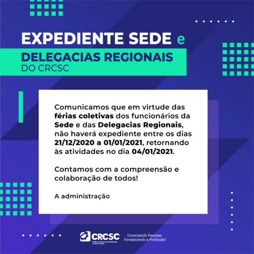 Férias coletivas da Sede e das Delegacias Regionais