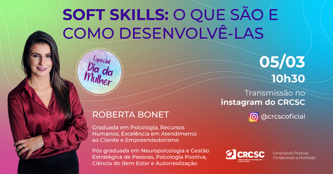 Primeira live do ano vai acontecer dia 05/03 e terá como tema as Soft Skills 