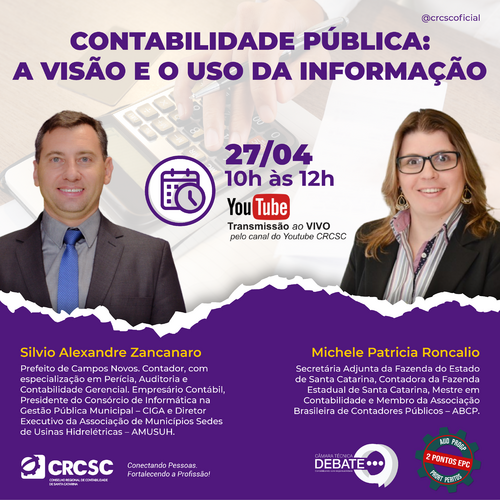 Próxima Câmara Técnica Debate acontecerá dia 27/04 e terá como tema a Contabilidade Pública