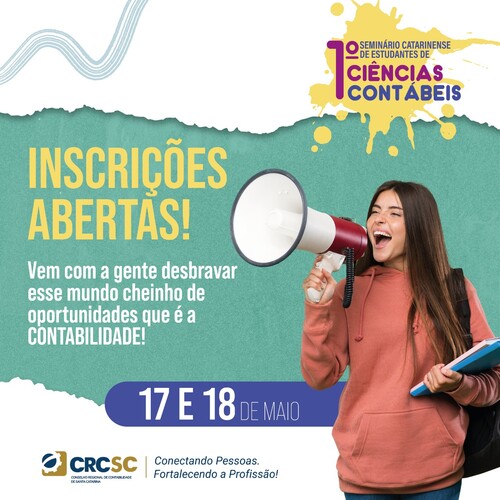 Inscrições para o 1° Seminário Catarinense de Estudantes de Ciências Contábeis  seguem abertas    