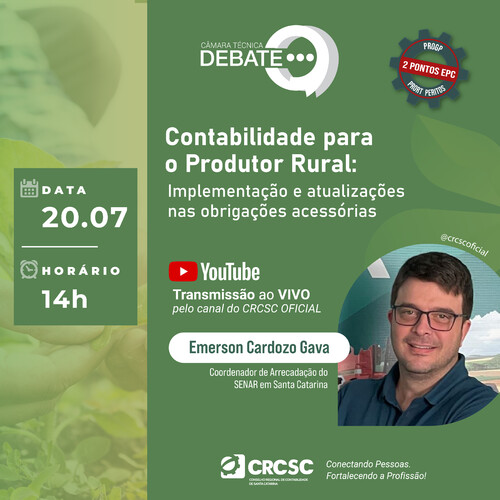 Câmara Técnica Debate vai abordar sobre contabilidade para o Produtor Rural