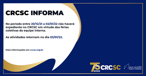 Equipe CRCSC terá férias coletivas no final de 2021