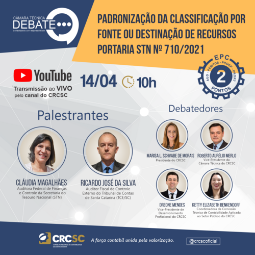 Primeira Câmara Técnica Debate de abril irá abordar padronização e destinação de recursos da portaria STN N° 710/2021