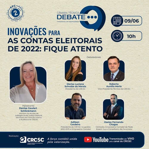 Contas eleitorais 2022 é o tema da próxima Câmara Técnica Debate