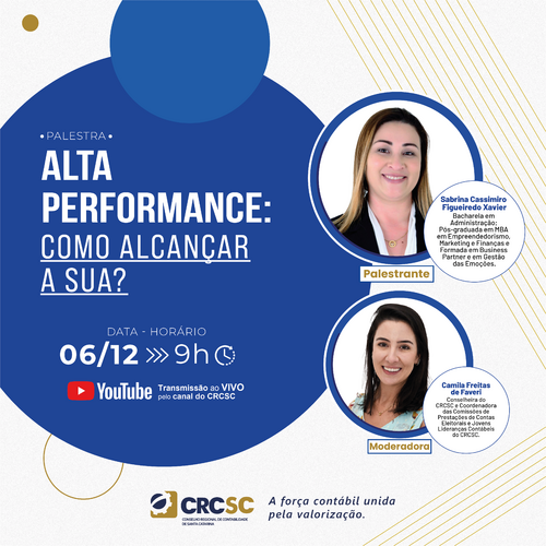 Alta Performance é tema de palestra promovida pelo CRCSC