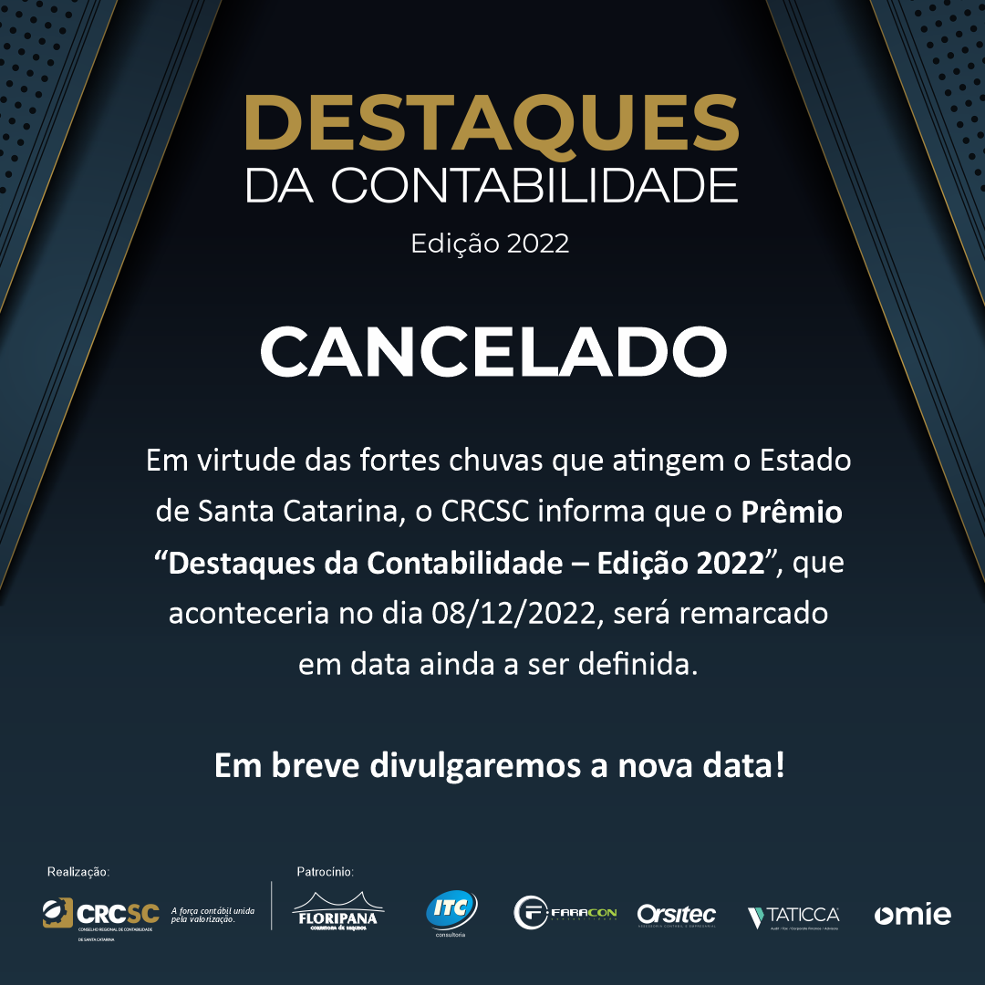 CANCELADO: Prêmio Destaques da Contabilidade - Edição 2002 será remarcado