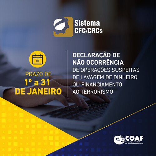 Declaração do COAF precisa ser entregue até 31/01