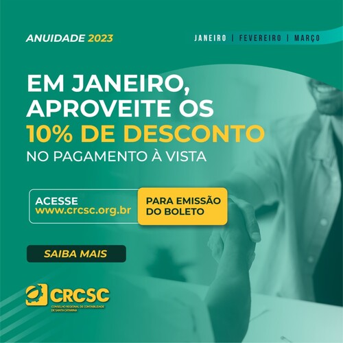 Anuidade 2023: desconto de 10% à vista vai até o dia 31/01