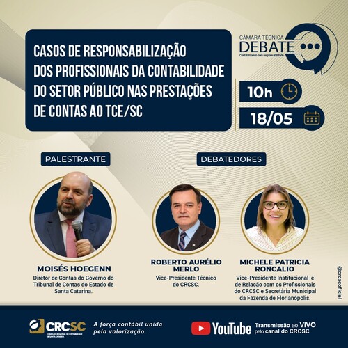 Câmara Técnica Debate vai abordar casos de responsabilização dos profissionais da contabilidade do setor público nas prestações de contas ao TCE/SC