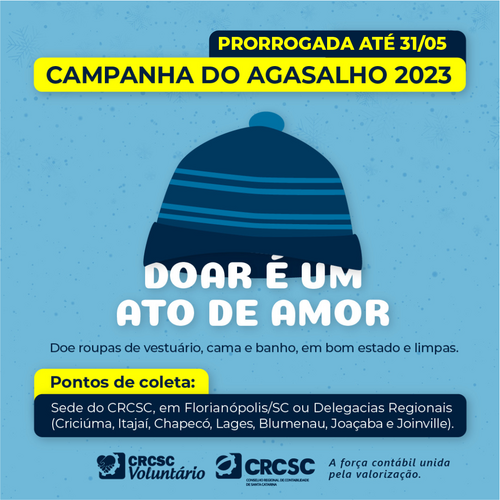 Campanha do Agasalho do CRCSC é prorrogada até 31 de maio