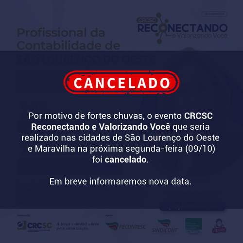 CANCELADO - CRCSC Reconectando e Valorizando Você visita São Lourenço do Oeste e Maravilha