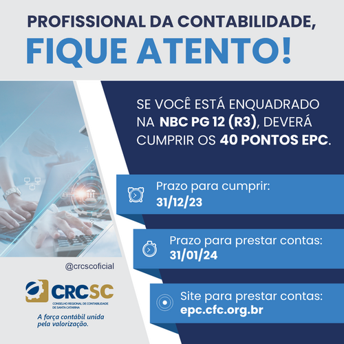 Profissionais da contabilidade enquadrados na NBC PG 12 (R3) deverão cumprir os 40 pontos EPC até o dia 31 de dezembro