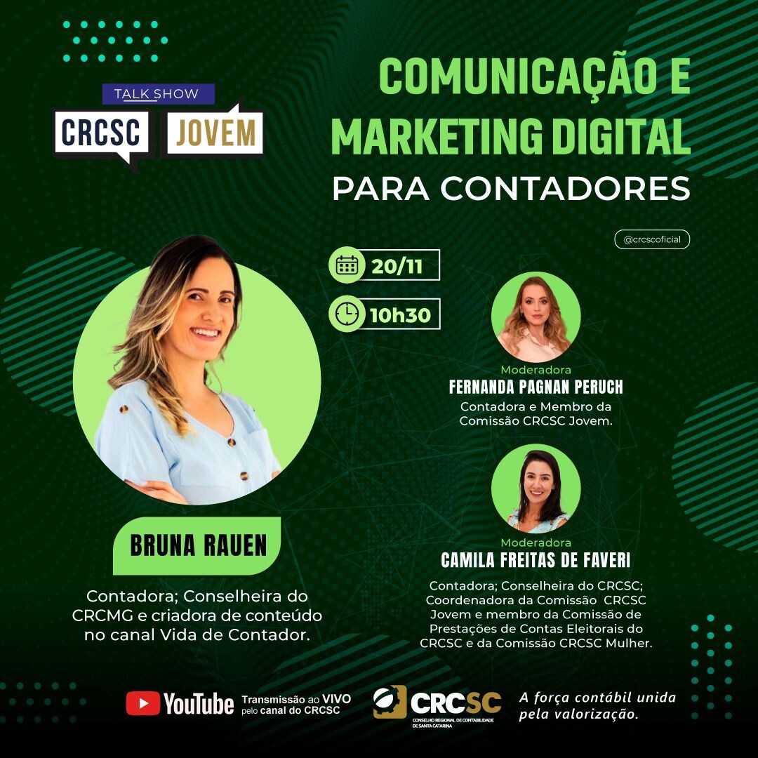 Influencer do “Vida de Contador” fala sobre marketing digital para profissionais da contabilidade no Talk Show CRCSC Jovem