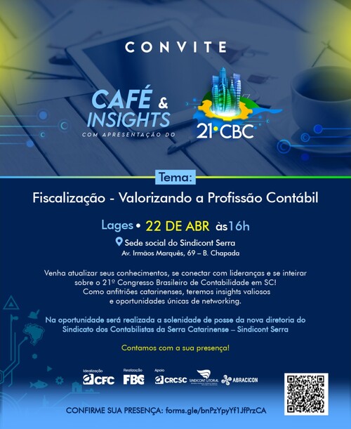 Lages recebe CRCSC para palestra e café de divulgação do 21º CBC